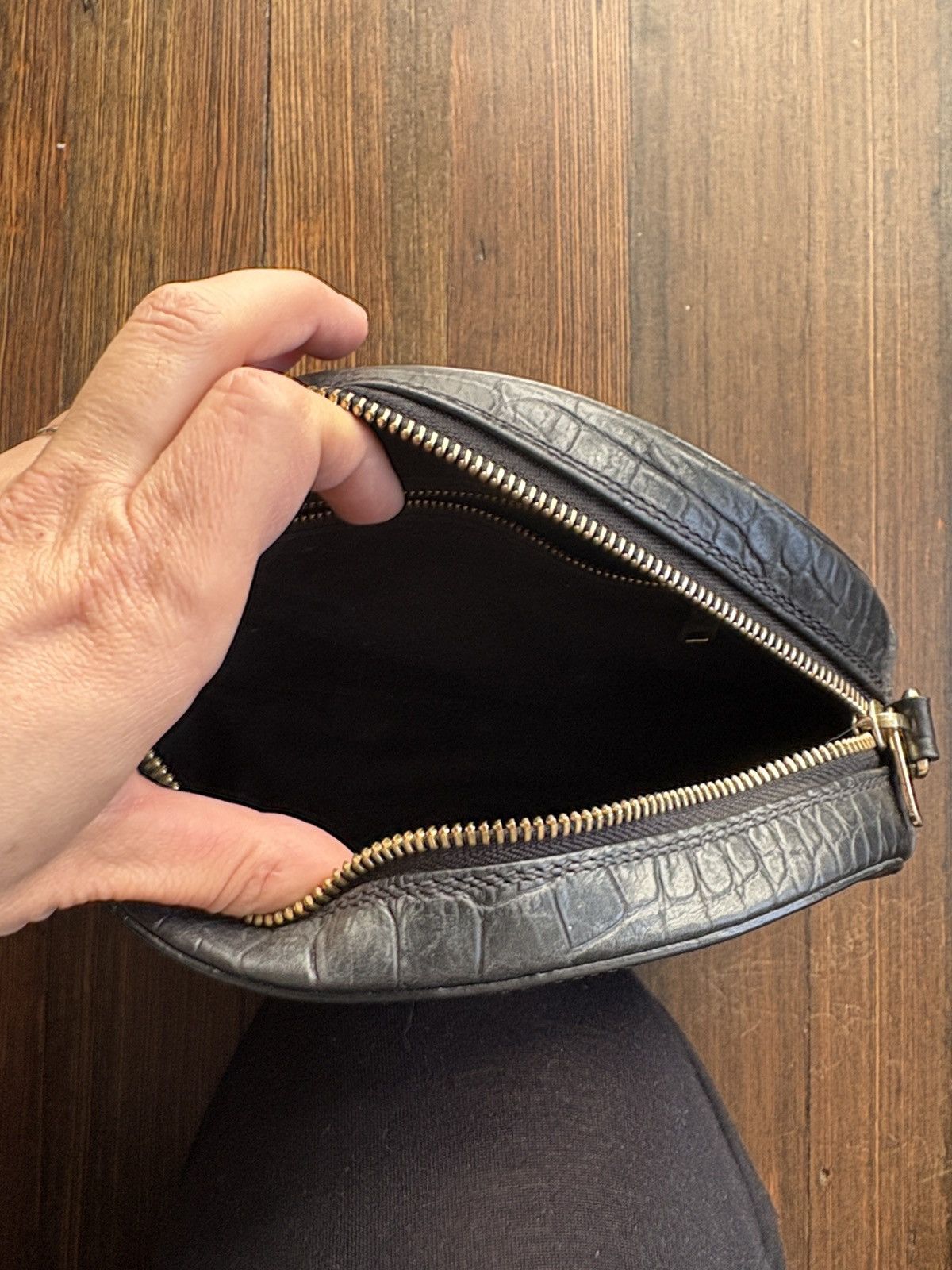 Sezane Sézane Croc-Embossed Crossbody Bag – Black Leather Size ONE SIZE - 6 Thumbnail