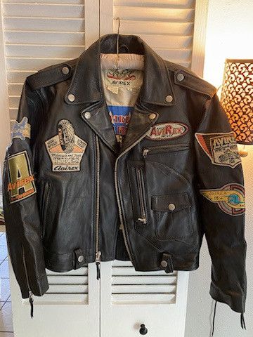 Vintage Avirex Vintage Double Rider Leather Jacket w/ Biker Patches ...