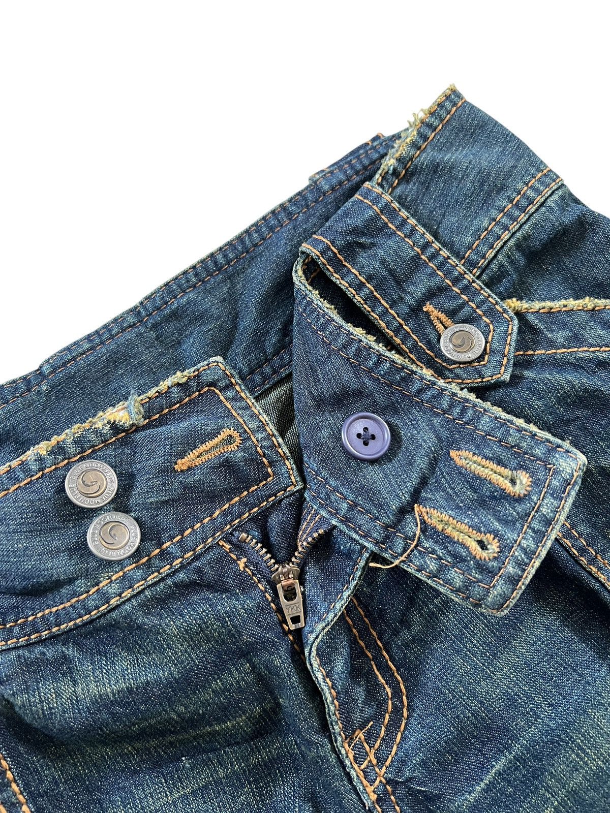 Japanese Brand Blue Moon Blue 🇯🇵 Low rise Flare Cargo Monkey Jeans Size US 32 / EU 48 - 12 Thumbnail