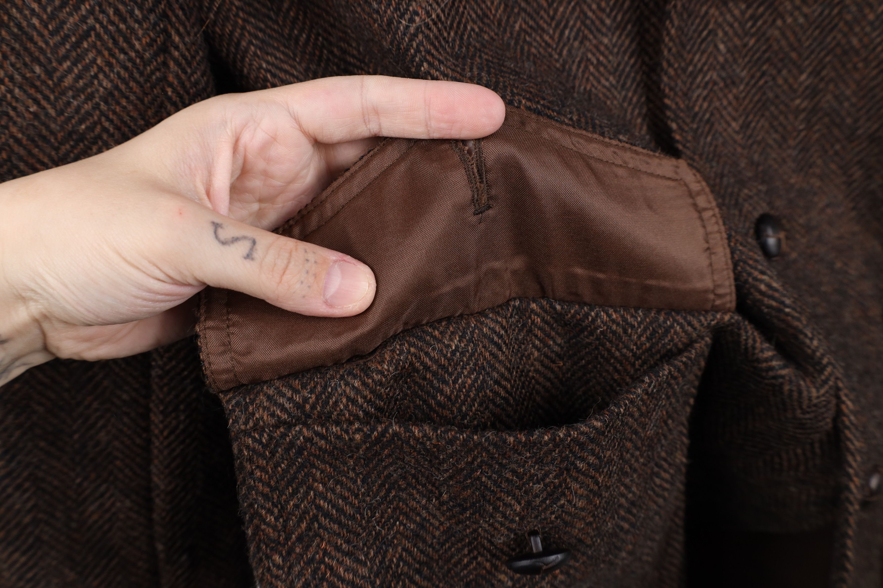Vintage Vintage 90s Trim Wool Herringbone Blazer Jacket Brown USA Size L / US 10 / IT 46 - 6 Thumbnail