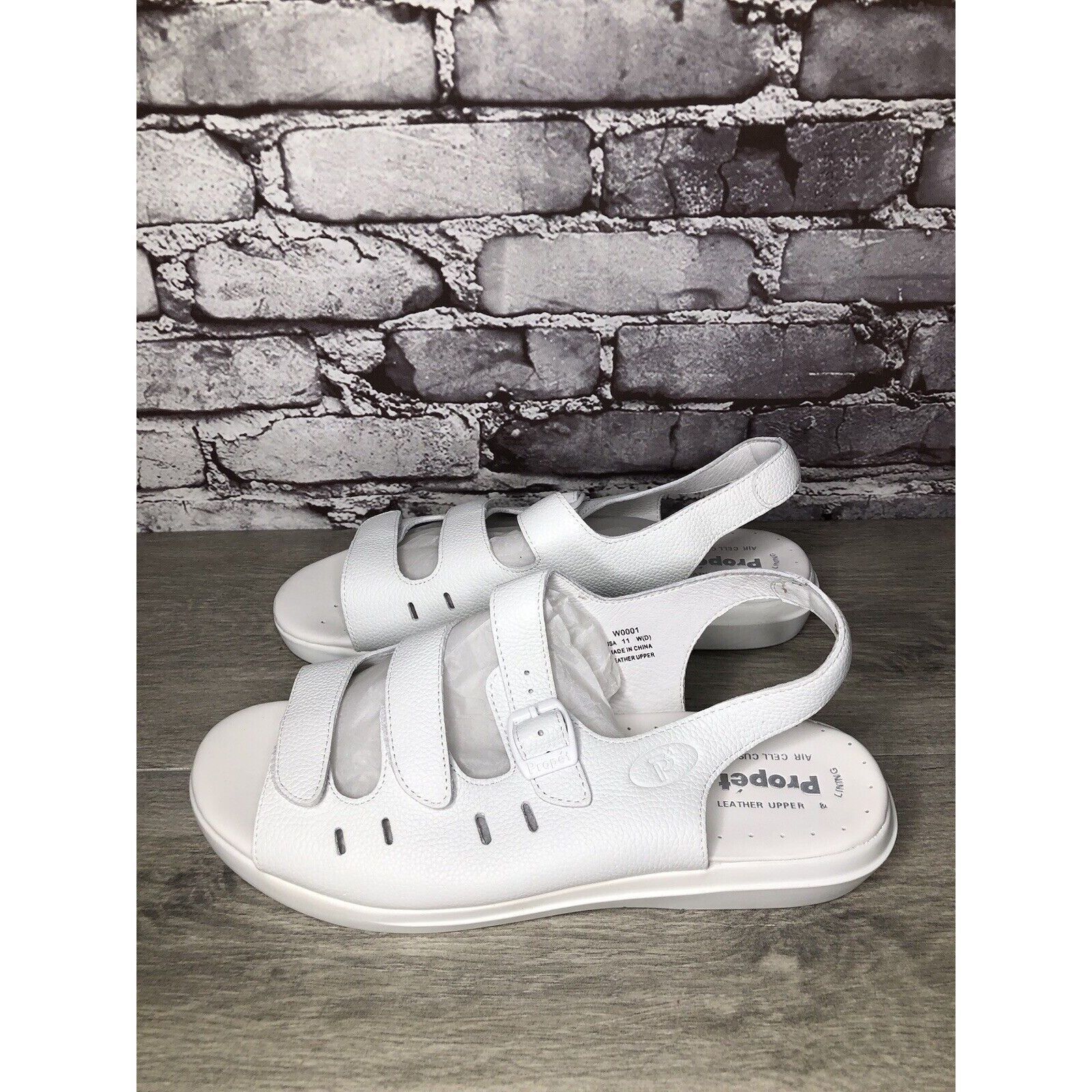 Other Propet Cell Cushion White Leather Triple Strap Wedge Sandals Size US 11 / IT 41 - 20 Thumbnail