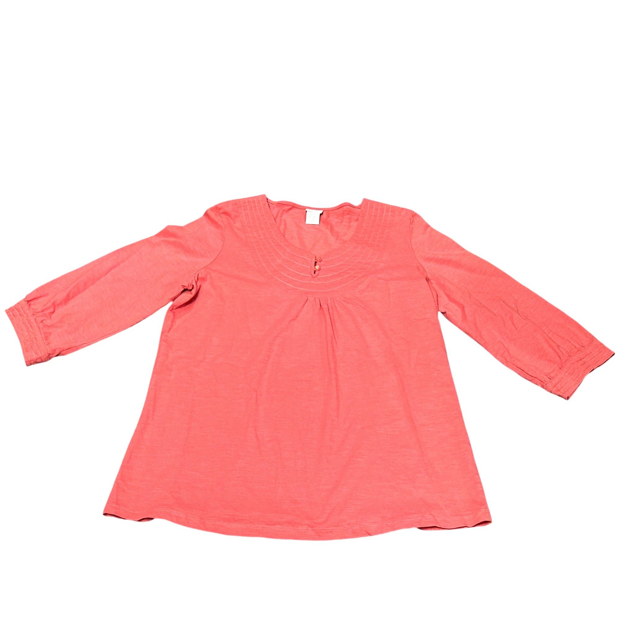 Haband Adrian Delafield Salmon Pink Cotton Tunic Top With Button Fr Size L / US 10 / IT 46 - 10 Thumbnail