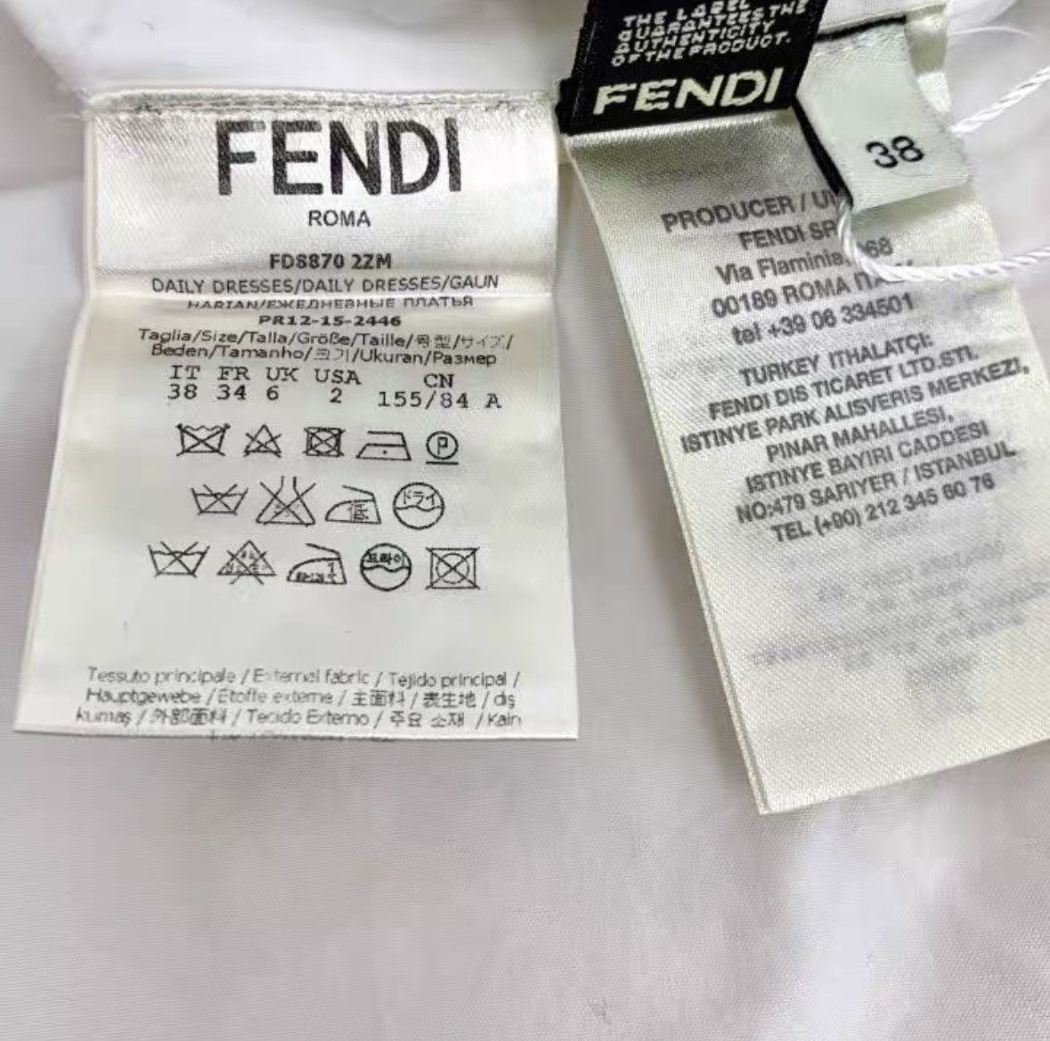 Fendi Fendi White Bow Crew Neck Short Sleeve Dress K26WX Size XS / US 0-2 / IT 36-38 - 6 Thumbnail