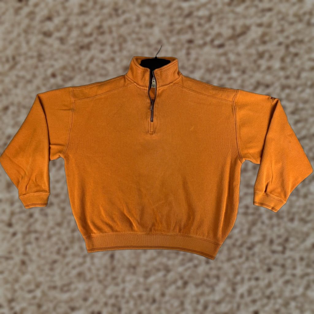 Tommy Bahama VINTAGE Tommy Bahama Sweater Mens L Orange 1/4 Zip Mock Neck Knit Cotton Pullover Casual Golf Beach Aloha 90s Mens Size US L / EU 52-54 / 3 - 1 Thumbnail
