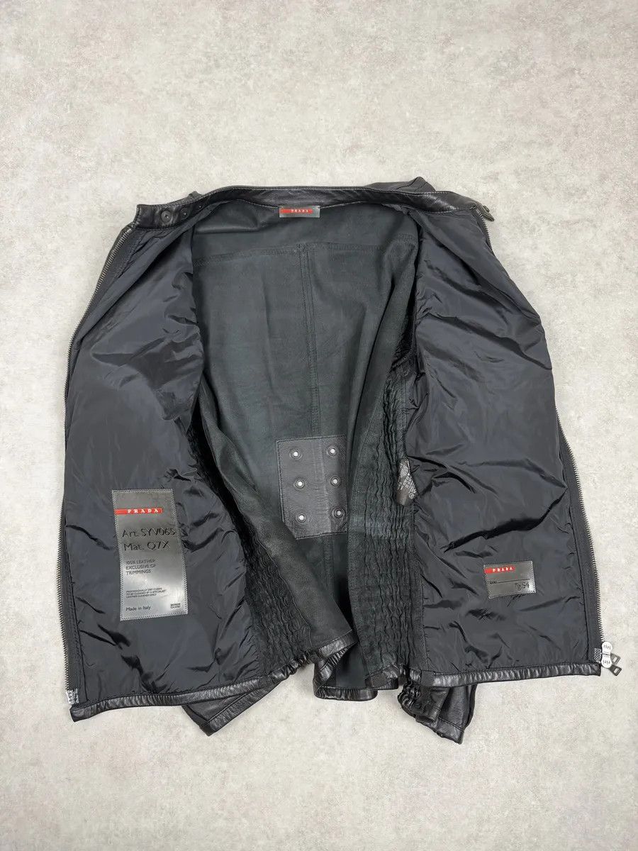 Prada 2000s Prada Black Biker Leather Laced Jacket Size US L / EU 52-54 / 3 - 14 Thumbnail