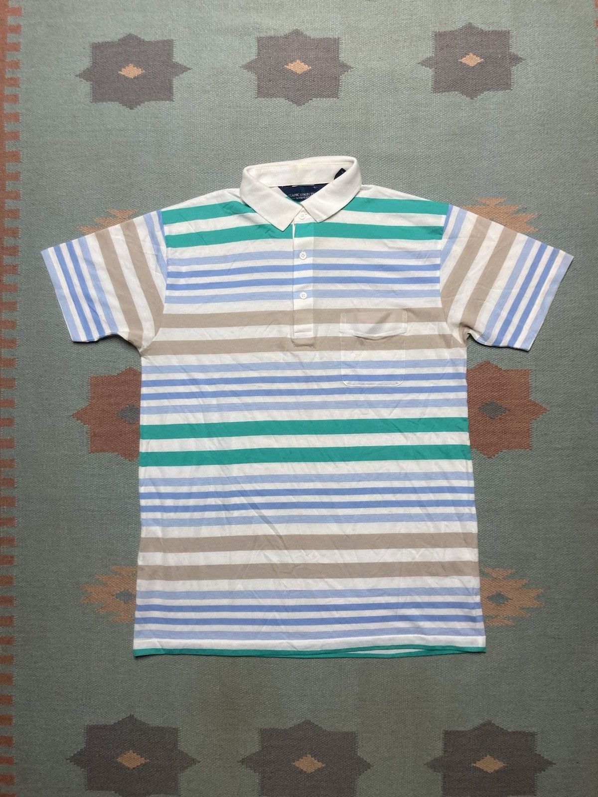 Vintage Vintage 80s polo shirt striped soft golf Van Heusen large Size US L / EU 52-54 / 3 - 1 Thumbnail