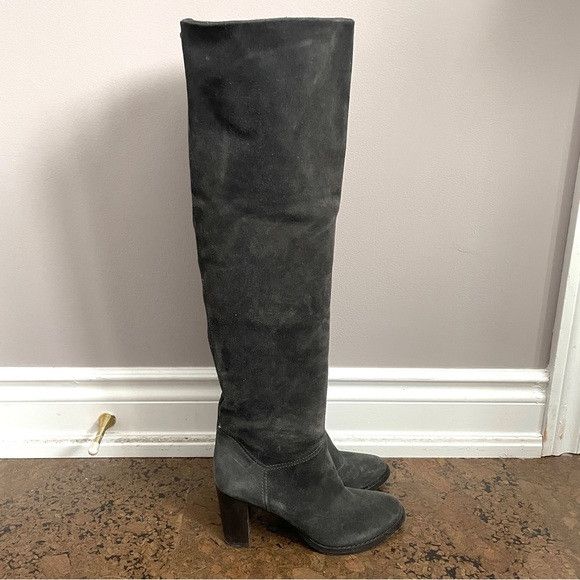 10 Corso Como Gray Suede Over The Knee Heeled Boots - 36 / 5.5-6US ​🇮🇹 Size US 6 / IT 36 - 10 Thumbnail