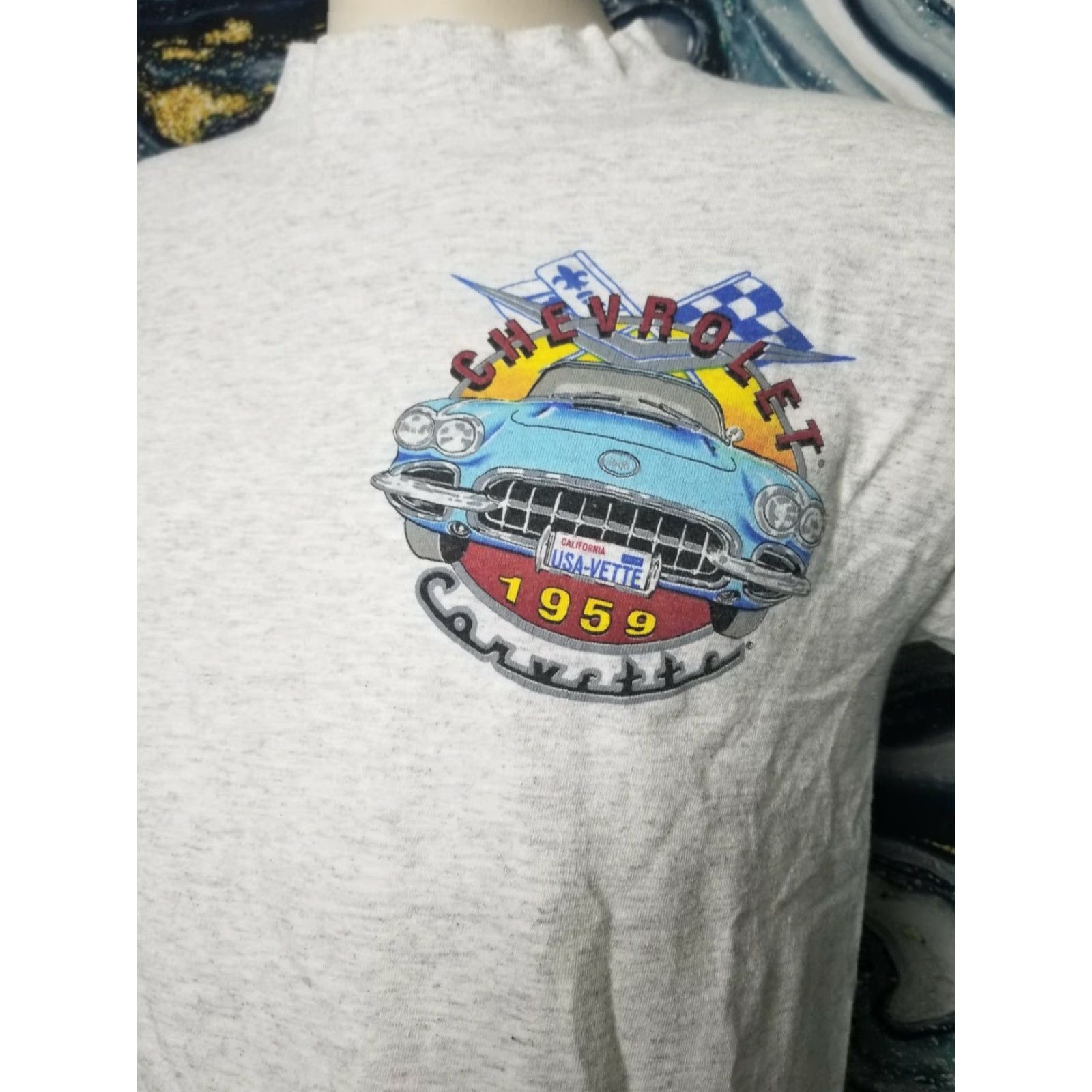 Paradise VINTAGE Paradise Garage T-Shirt Mens M 1959 Corvette Double Sided Gray 50s Cars Vintage Slim Crew Neck Short Sleeve Graphic Print Size US M / EU 48-50 / 2 - 6 Thumbnail