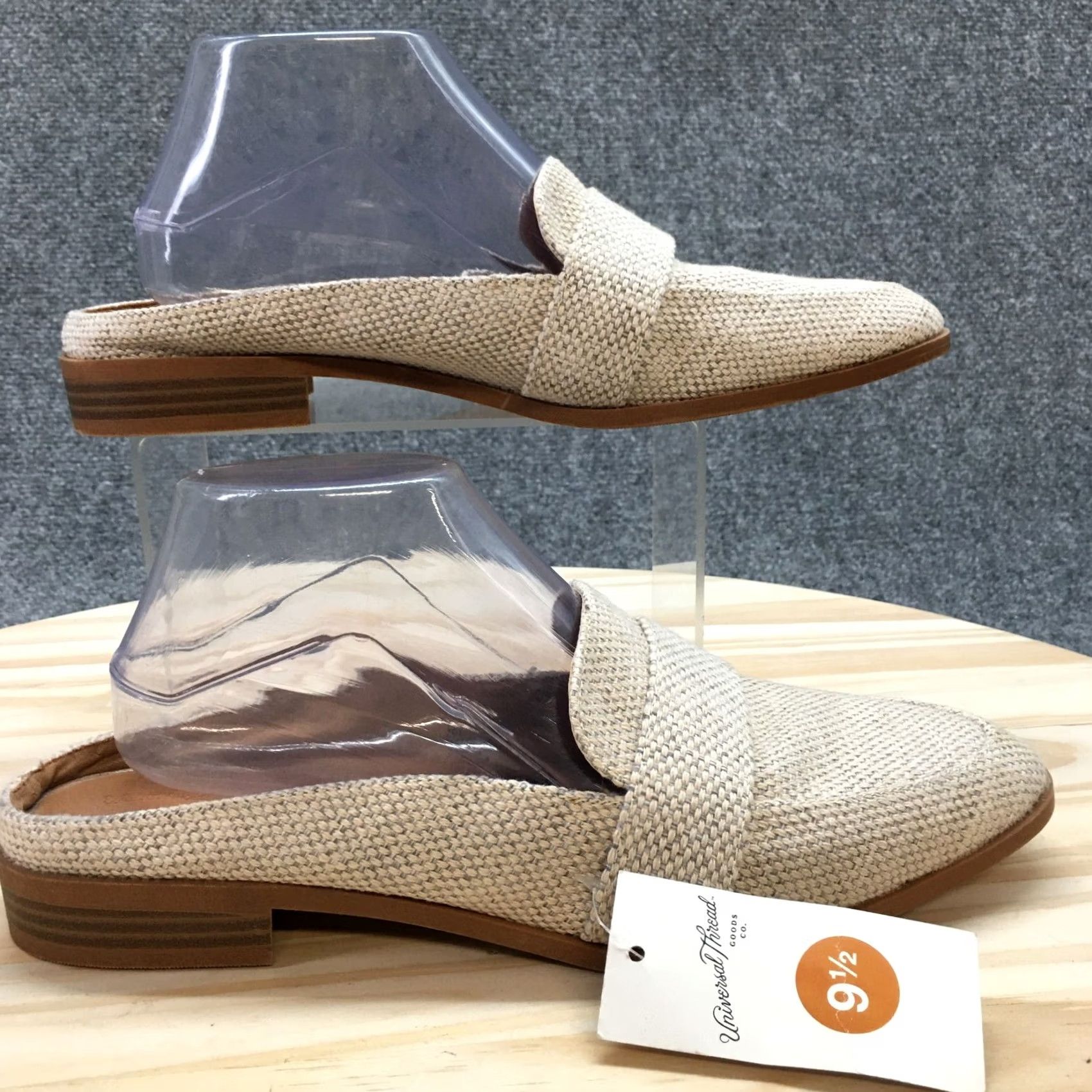 Vintage Universal Thread Sandals Womens 9.5 Beige Fabric Slip On NEW Size US 10 / IT 40 - 2 Thumbnail