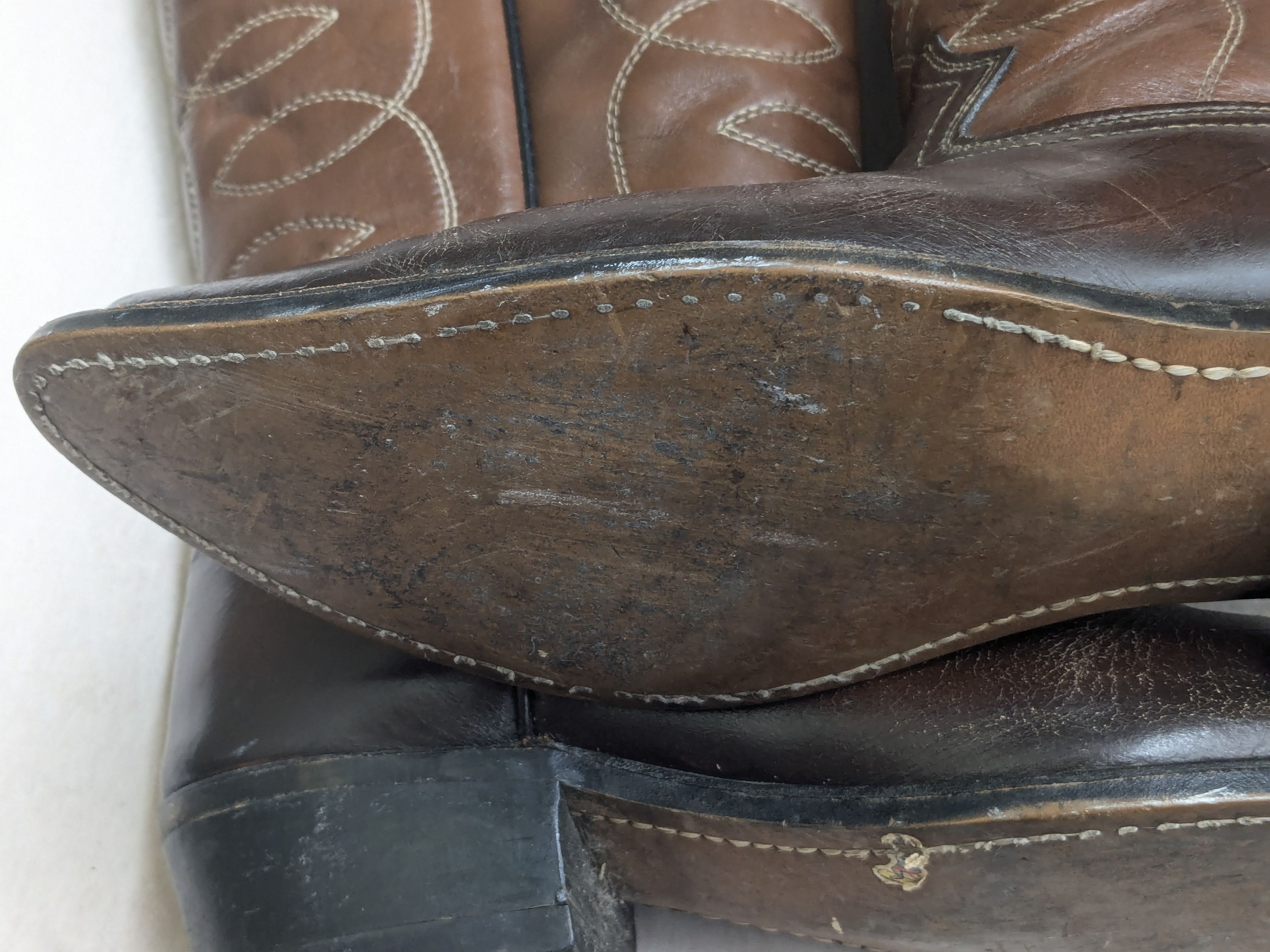 Genuine Leather Texas Cowboy Boots Brown 10.5 E Wide USA Western Size US 10.5 / EU 43-44 - 15 Thumbnail