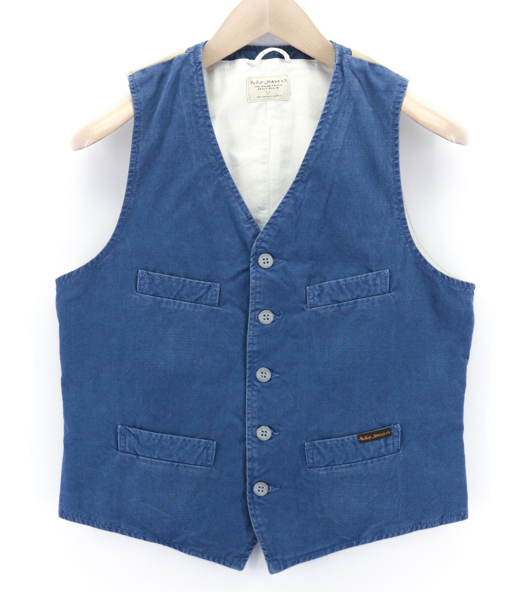 Nudie Jeans GUSTAV M Oden Blue Organic Buttoned Thin Vest 80718 Size US M / EU 48-50 / 2 - 1 Thumbnail
