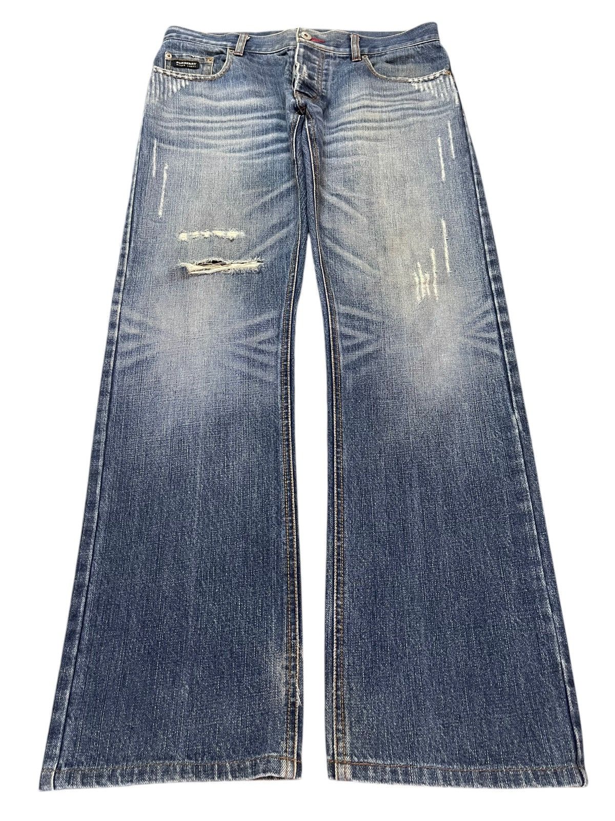 Vintage Burberry Black Label Faded Wash Distress Loose Jeans