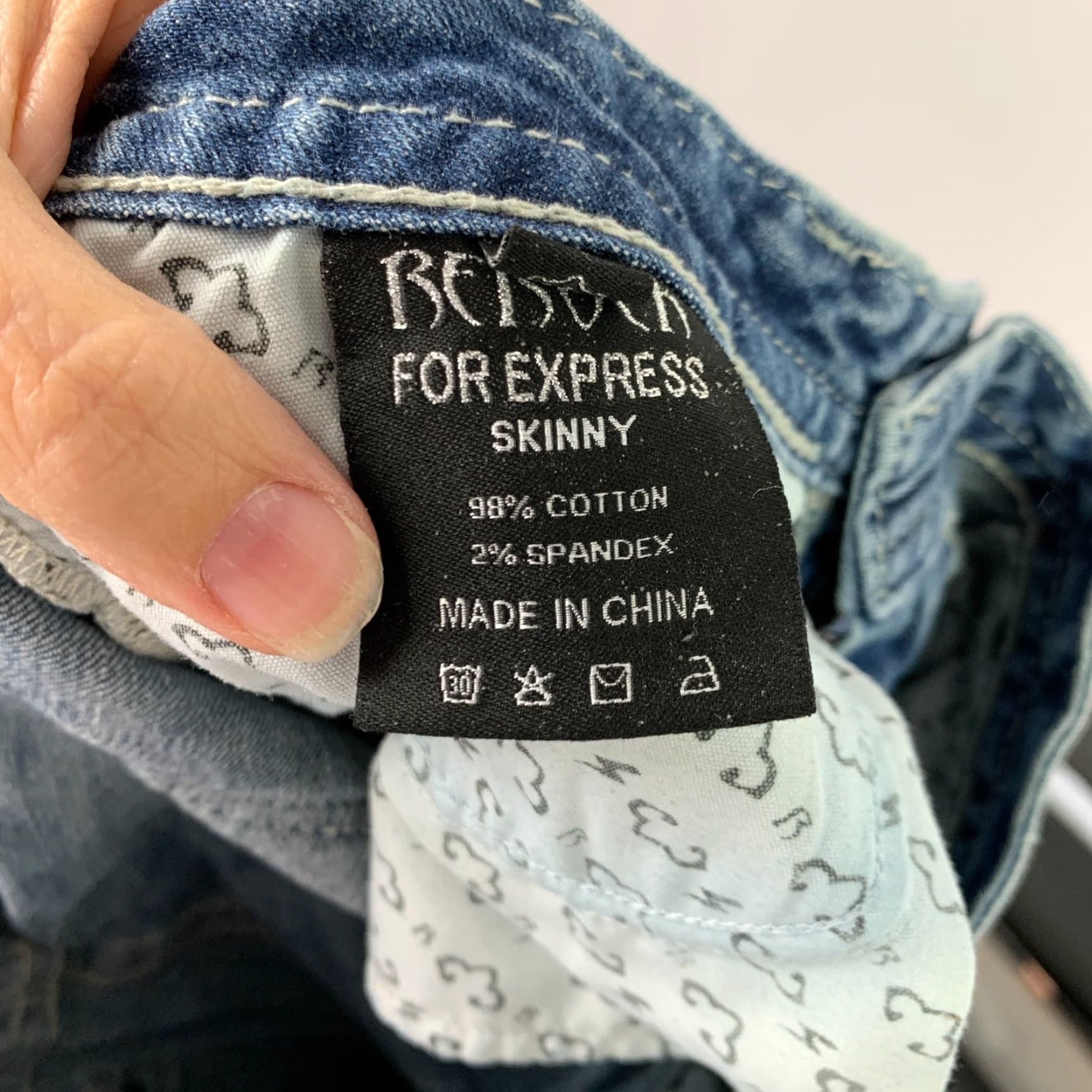 Express VINTAGE ReRock Jeans Express Rerock Skinny 6 Tall Blue Denim 5-Pocket Design Womens Jeans Long Rise Low 6L Size 29" - 7 Thumbnail