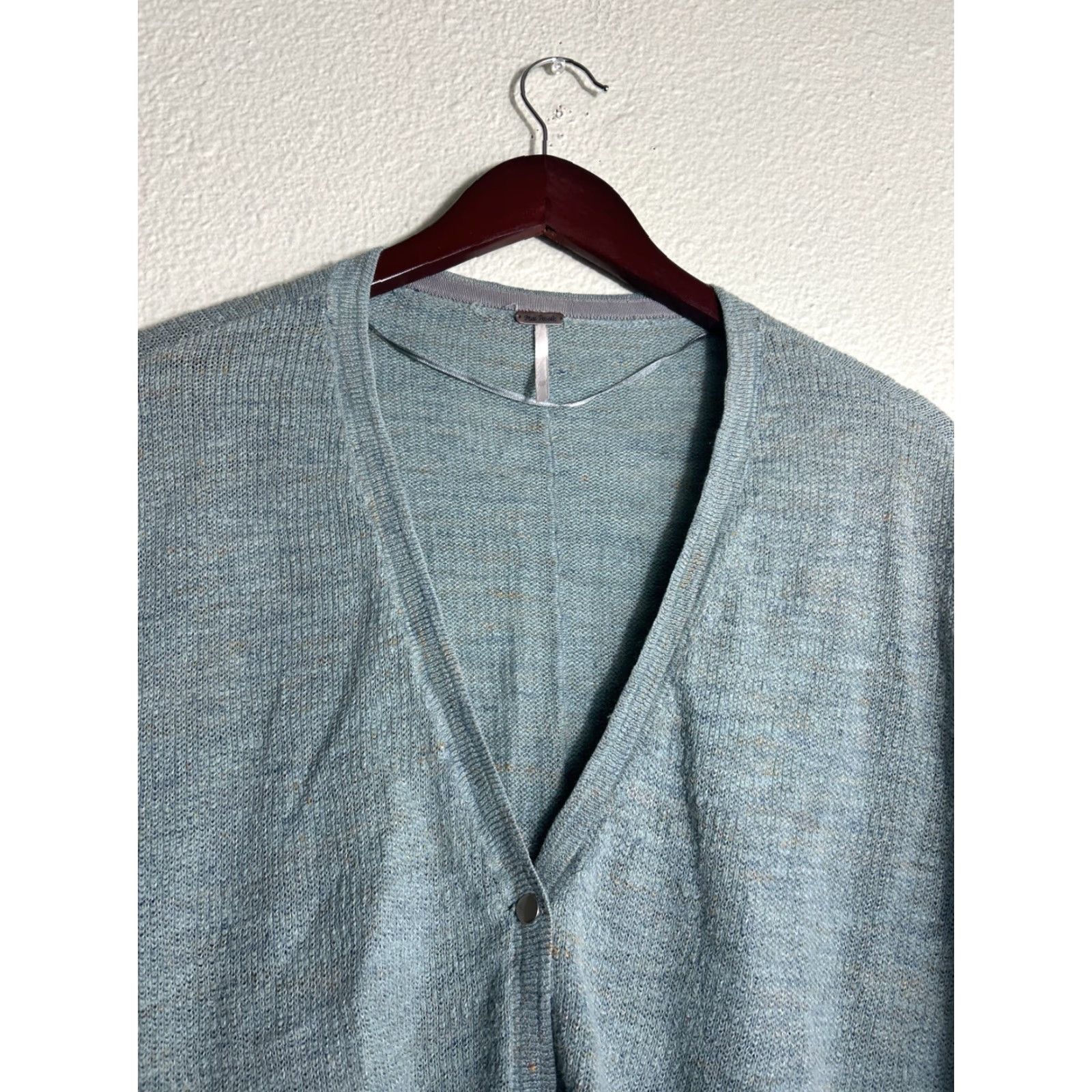 Free People Free People Cardigan Sweater Women's XS Green 3/4 Sleeve Lightweight Longer Back Snap Cardigan Womens XS Green Size XS / US 0-2 / IT 36-38 - 5 Thumbnail