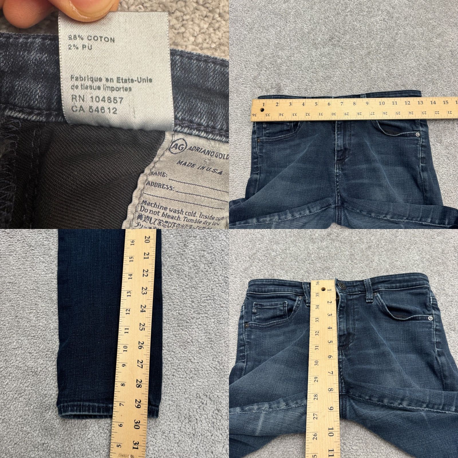 Denime AG Adriano Goldschmied The Prima Mid Rise Cigarette Denim Jeans Womens 6R Blue Size 28" / US 6 / IT 42 - 9 Thumbnail