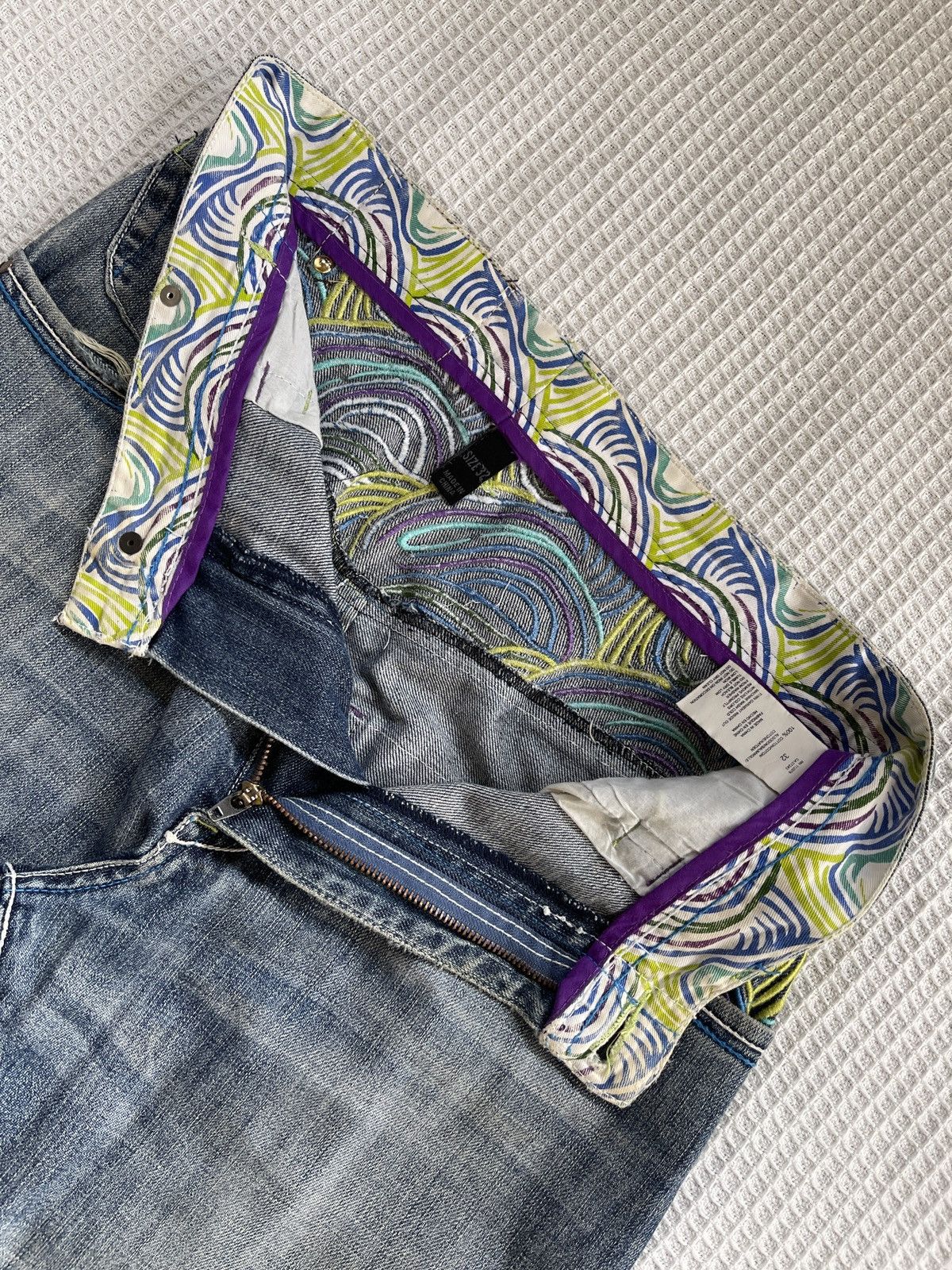 Japanese Brand Rare🔥Japan Designer Embroidery Baggy/Wide Leg Jeans Size US 31 - 8 Thumbnail