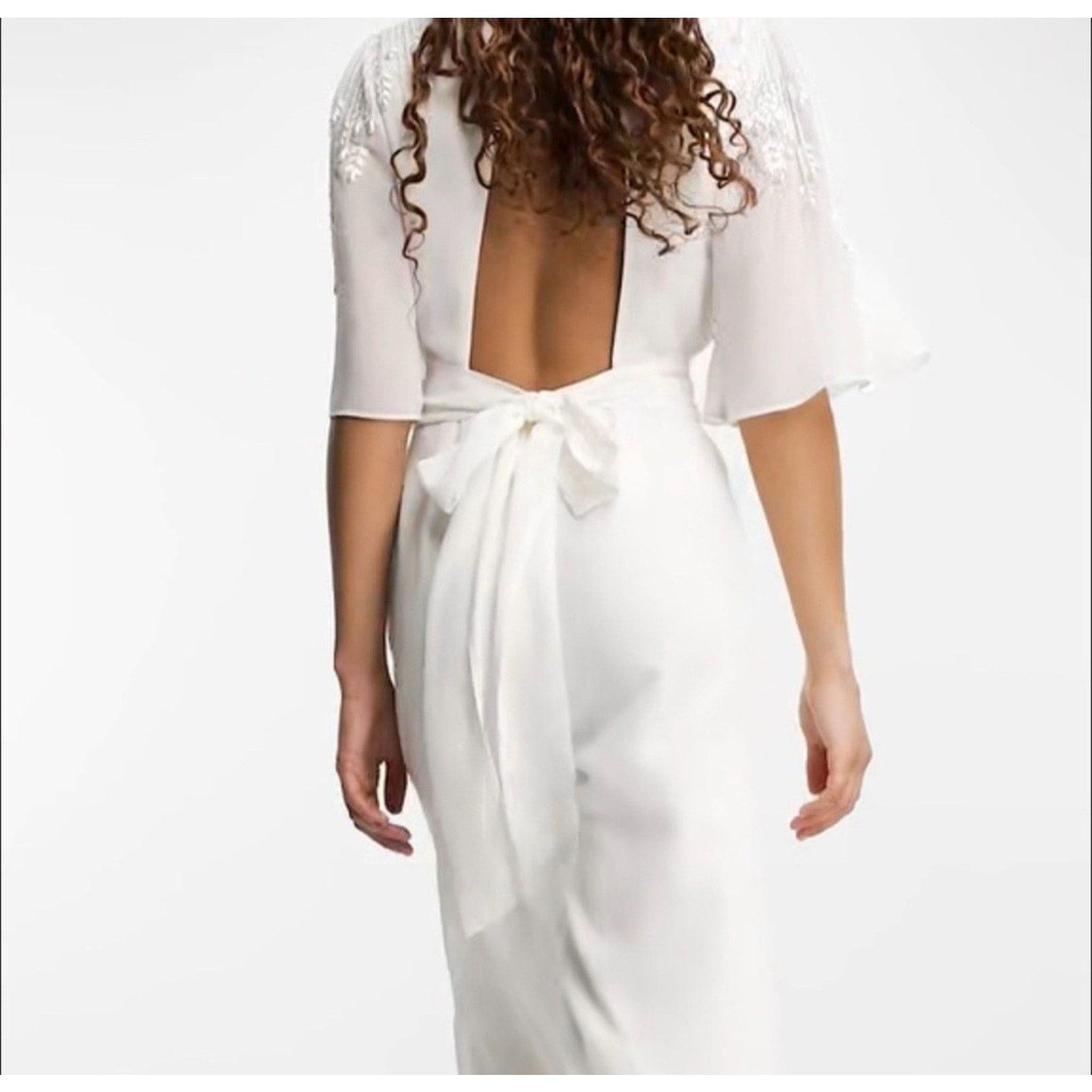 Hope & Ivy Bridal Embellished Bow Back Jumpsuit 12