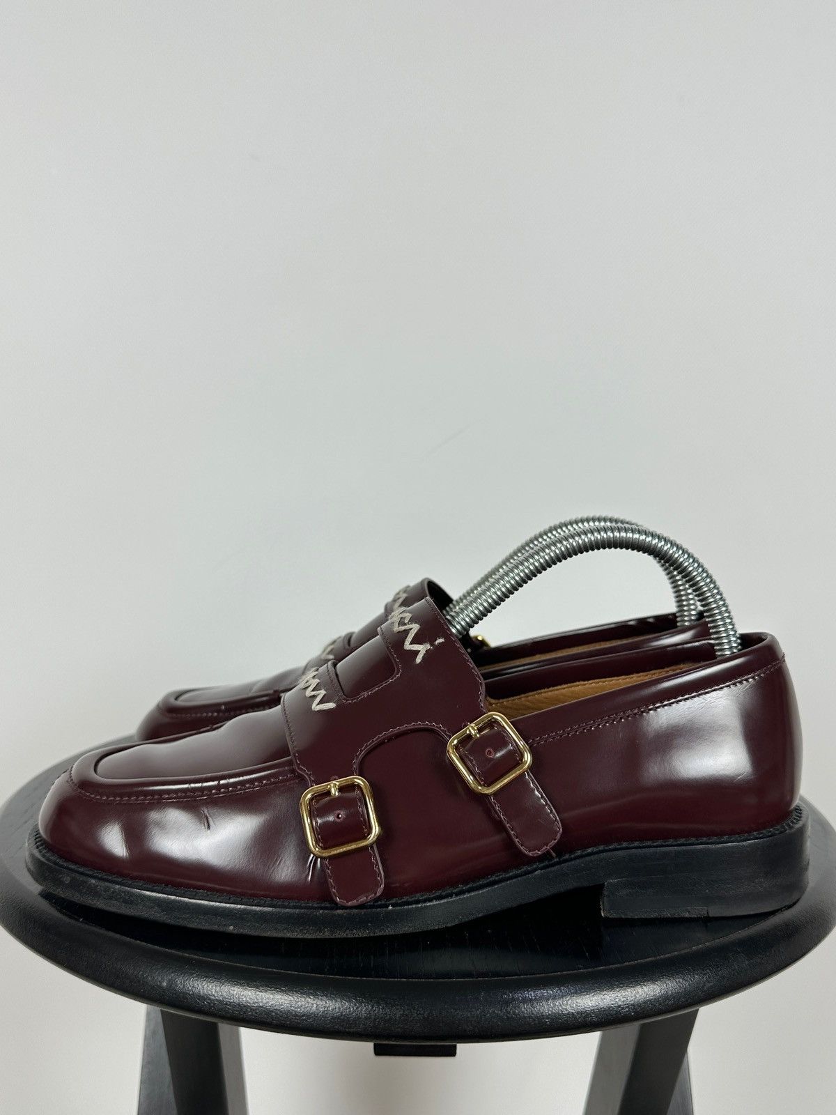 Marni Marni Bambi 3.0 Burgundy Leather Double Monk Strap Loafers Size US 8 / IT 38 - 3 Thumbnail
