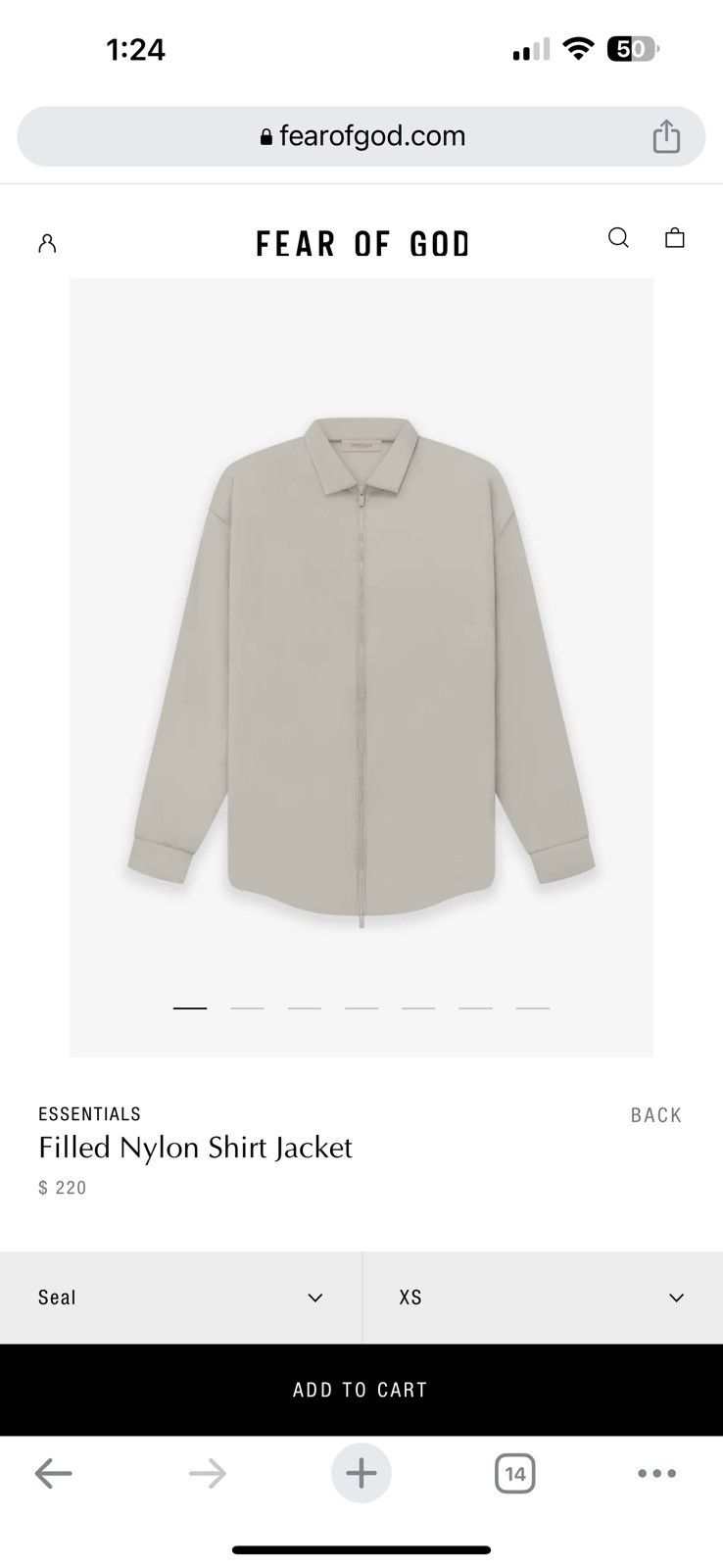 Fear of God Essentials Filled Nylon Shirt Jacket - Seal / XS | Grailed