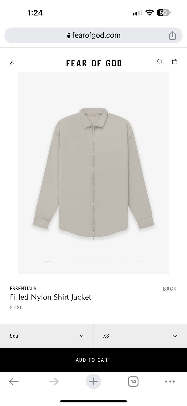 Essentials Filled Nylon Shirt Jacket - Seal / XS
