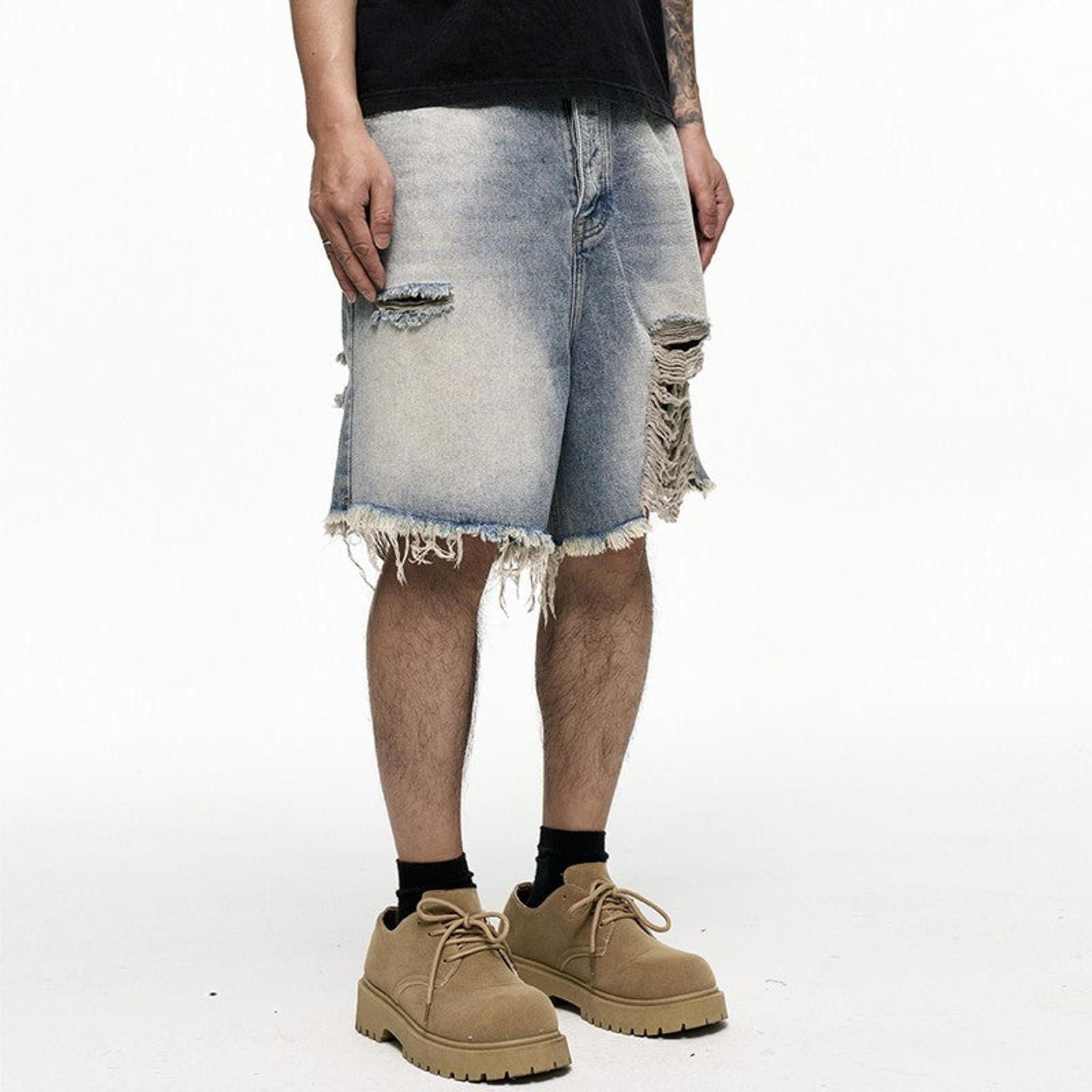 Vintage Distressed Denim Shorts, Ripped Jorts Size US 32 / EU 48 - 2 Thumbnail