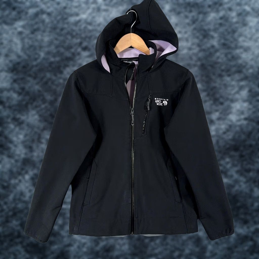 Mountain Hardwear Mountain Hardwear Womens Small Black Hooded Softshell Jacket Lined Fleece Zip Pockets Windbreaker Outdoor B0oks Size S / US 4 / IT 40 - 1 Thumbnail
