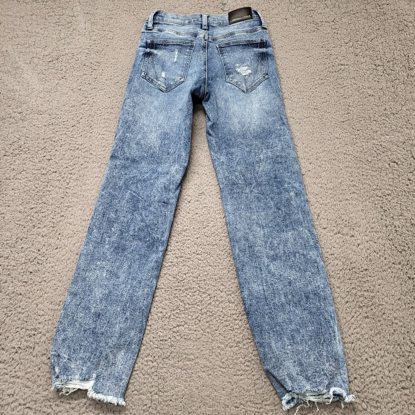 Vintage KENDALL + KYLIE Jeans The Icon High Rise Straight Distressed 1/25 Women's Denim Blue Distressed Jeans Hosiery? Size 42" / US 20 - 3 Thumbnail