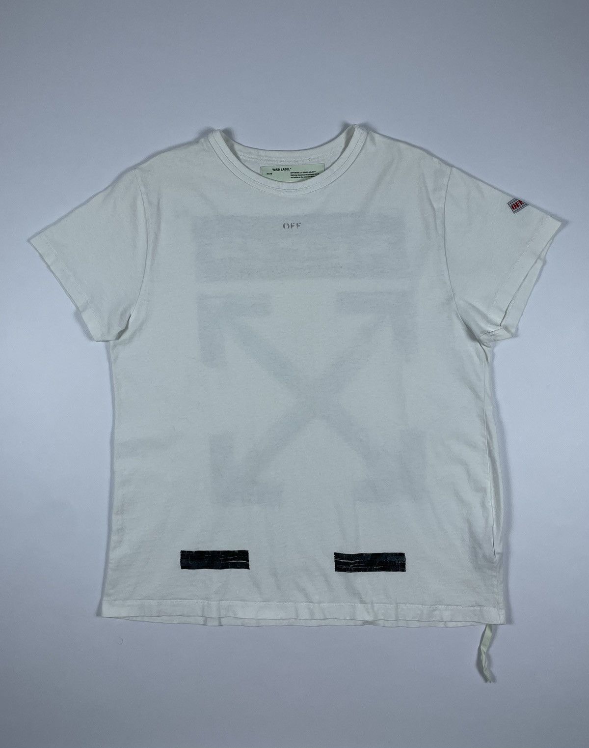 Off White Distressed Faded Black Arrows White T-shirt