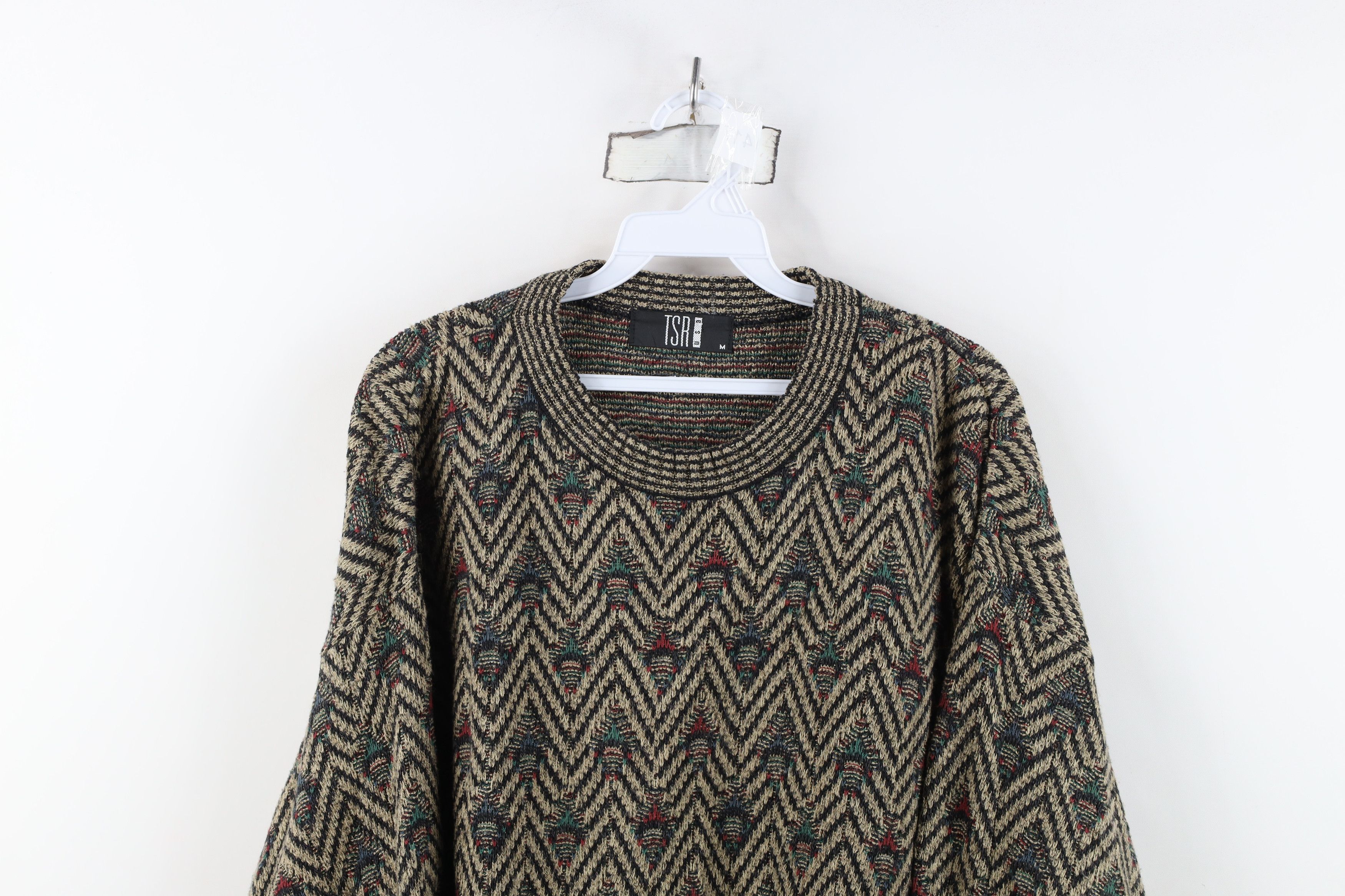 Vintage Vintage 90s Streetwear Herringbone Knit Crewneck Sweater USA Size US M / EU 48-50 / 2 - 2 Thumbnail