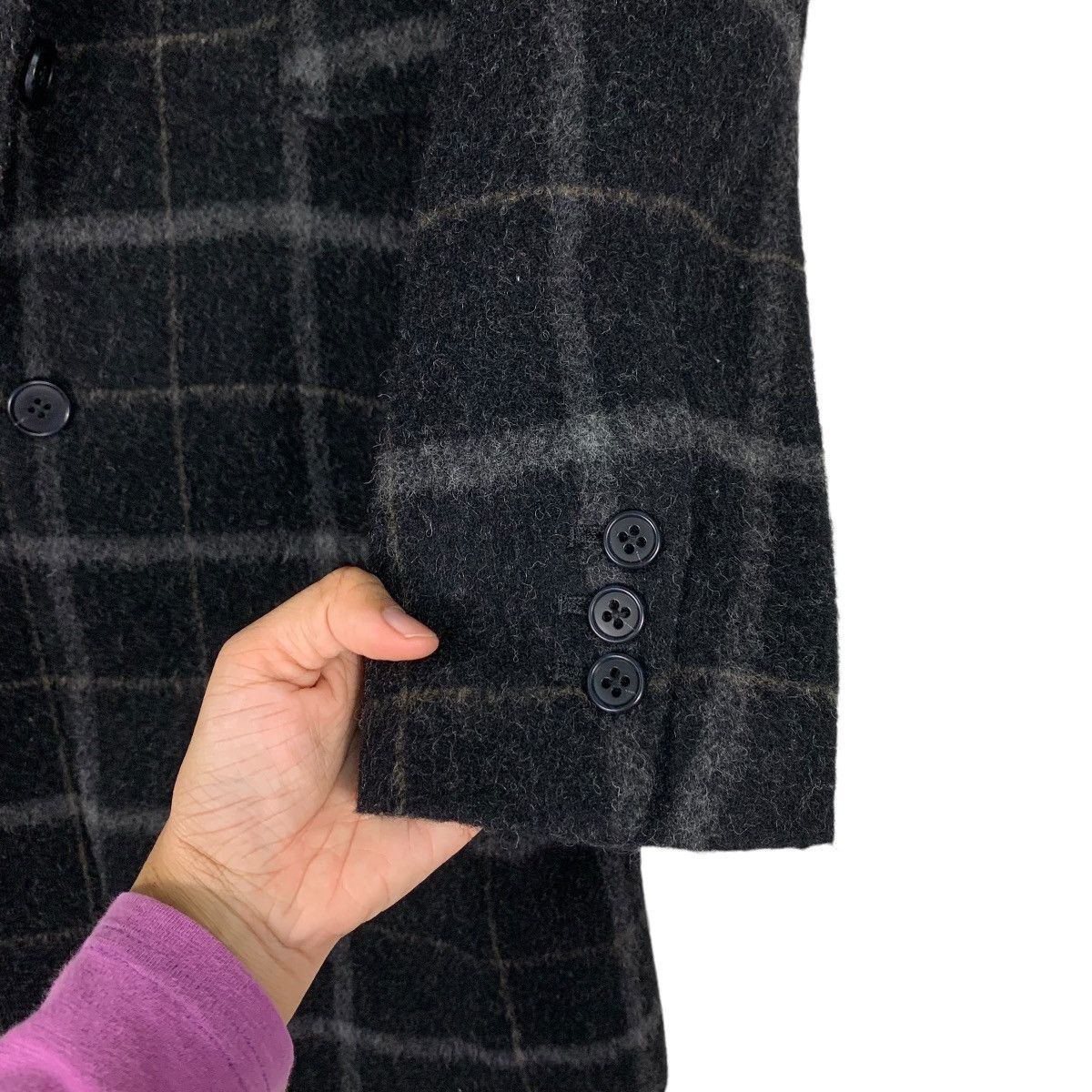 5351 POUR LES HOMMES 5351 Pour Les FEMMES Checked Wool Overcoat #1076-C49 Size S / US 4 / IT 40 - 13 Thumbnail