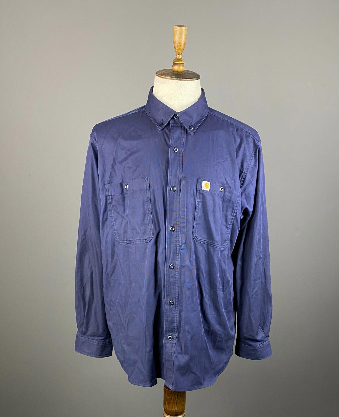 Carhartt Men Carhartt Navy Blue Cotton Button Up Overshirt Size XL Size US XL / EU 56 / 4 - 1 Thumbnail