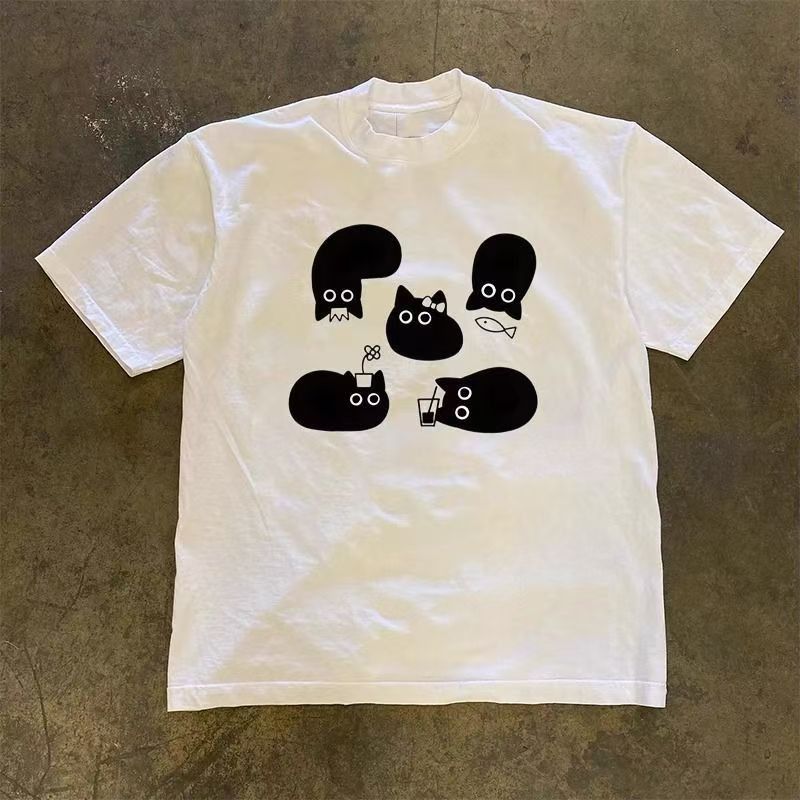 Vintage Street washed retro cat print t-shirt Size US M / EU 48-50 / 2 - 1 Thumbnail