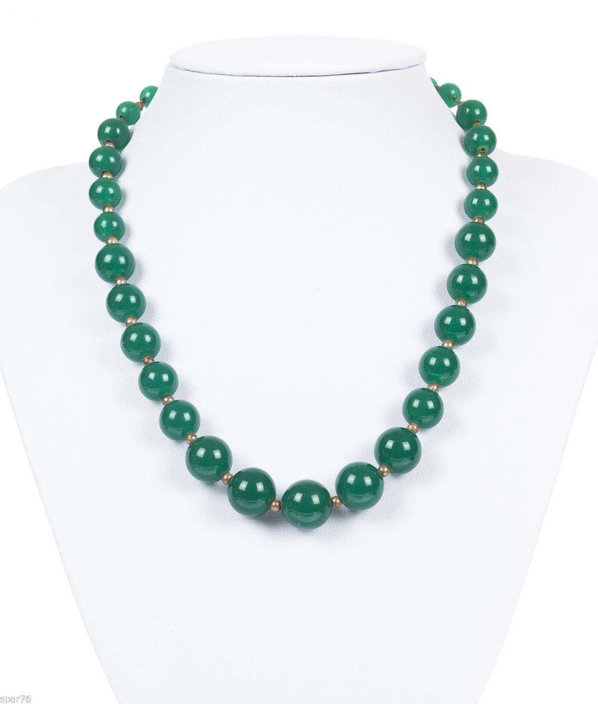 Designer Art Deco Graduated Green Chrysoprase Gold Filled Necklace Size ONE SIZE - 1 Thumbnail