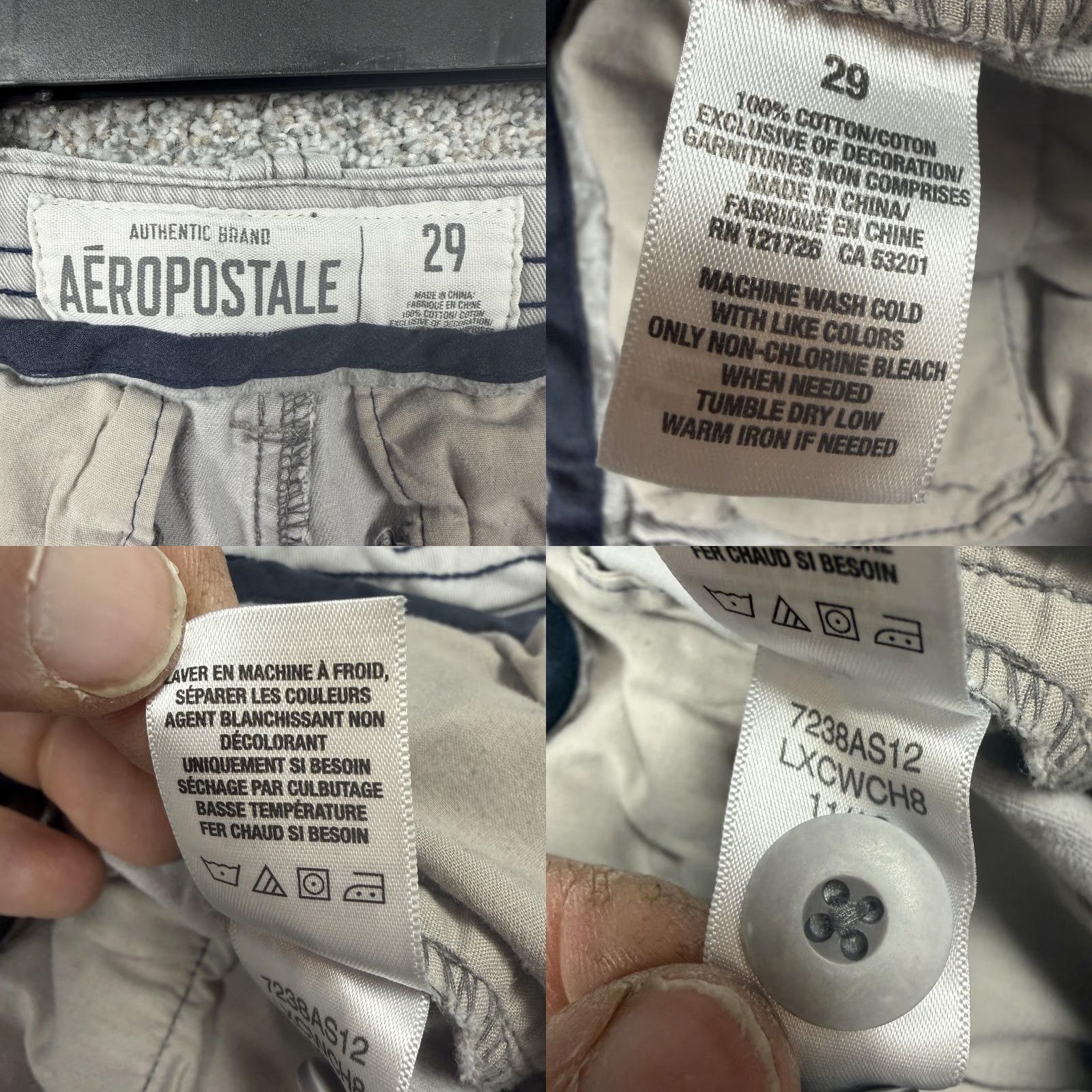 Aeropostale Aeropostale Chino Shorts Mens 29 Gray Canvas Grunge Casual Slim Distressed Style 90s Skater Size US 29 - 8 Thumbnail