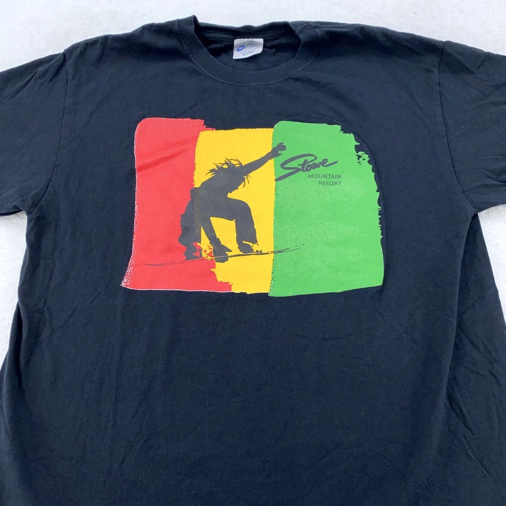 Vintage Port and Company Stowe Mountain Resort Shirt Mens M/L Black Snowboarder Graphic Tee Size US M / EU 48-50 / 2 - 2 Thumbnail