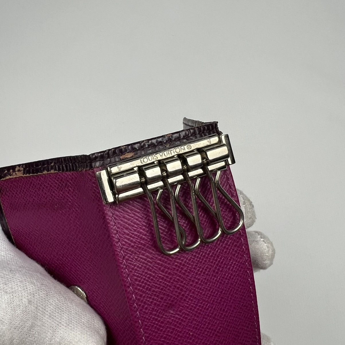 Louis Vuitton Purple Epi Leather 4-Key Holder Card Case