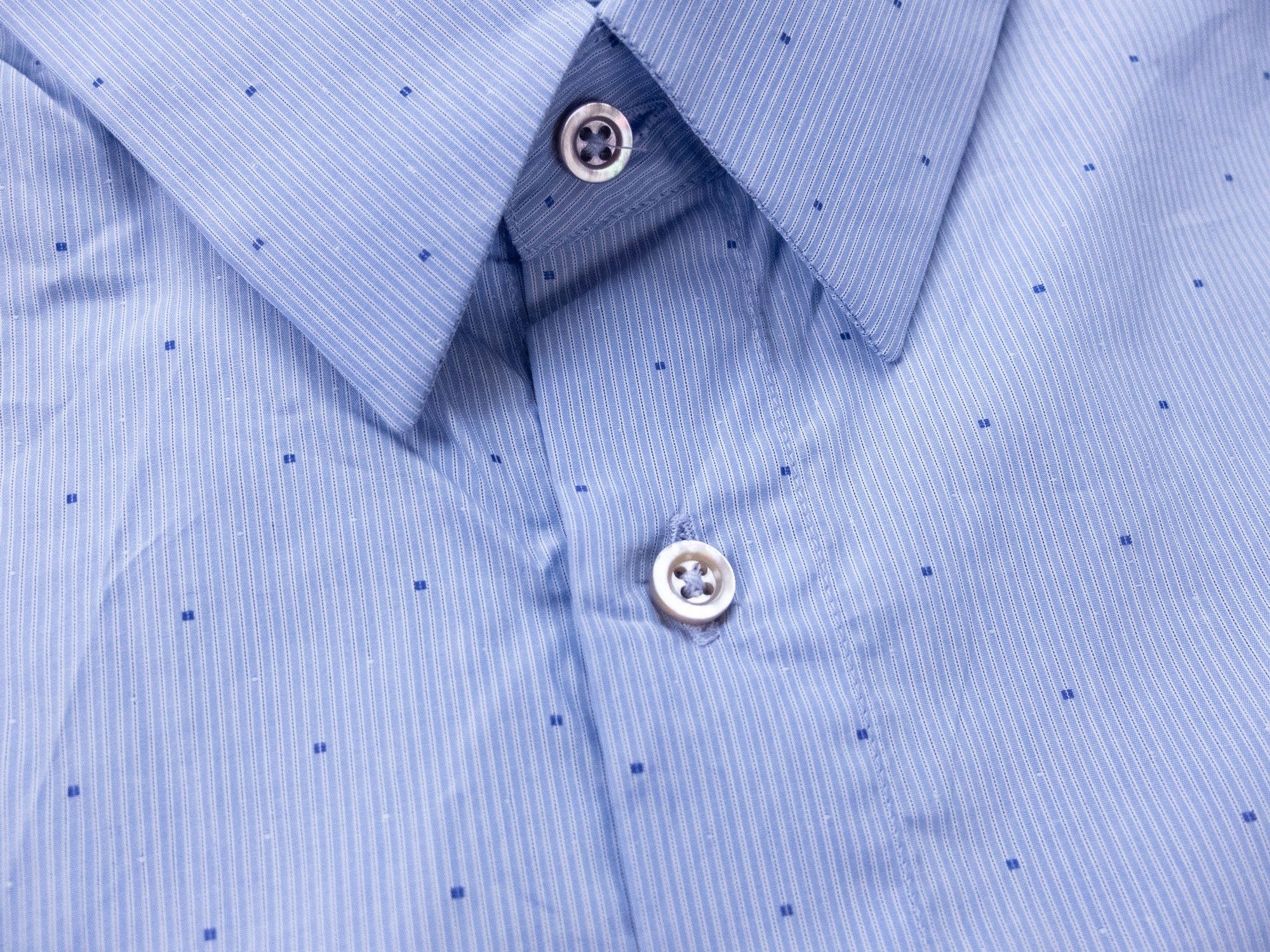 Jil Sander JIL SANDER blue slim fit striped polka dots shirt 42 XL Size US XL / EU 56 / 4 - 7 Thumbnail