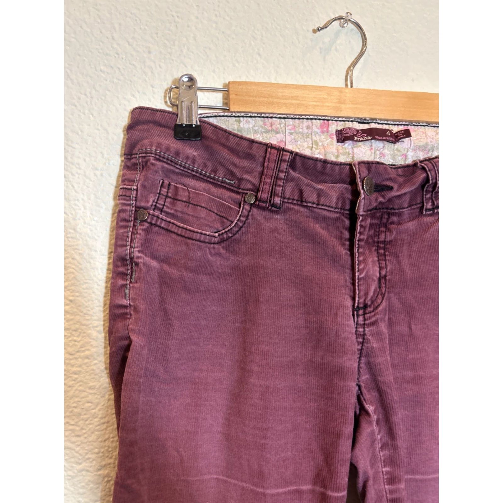 Prana VINTAGE Prana Corduroy Pants Women 4 Purple 30x31 Chino Stained Size 27" / US 4 / IT 40 - 4 Thumbnail