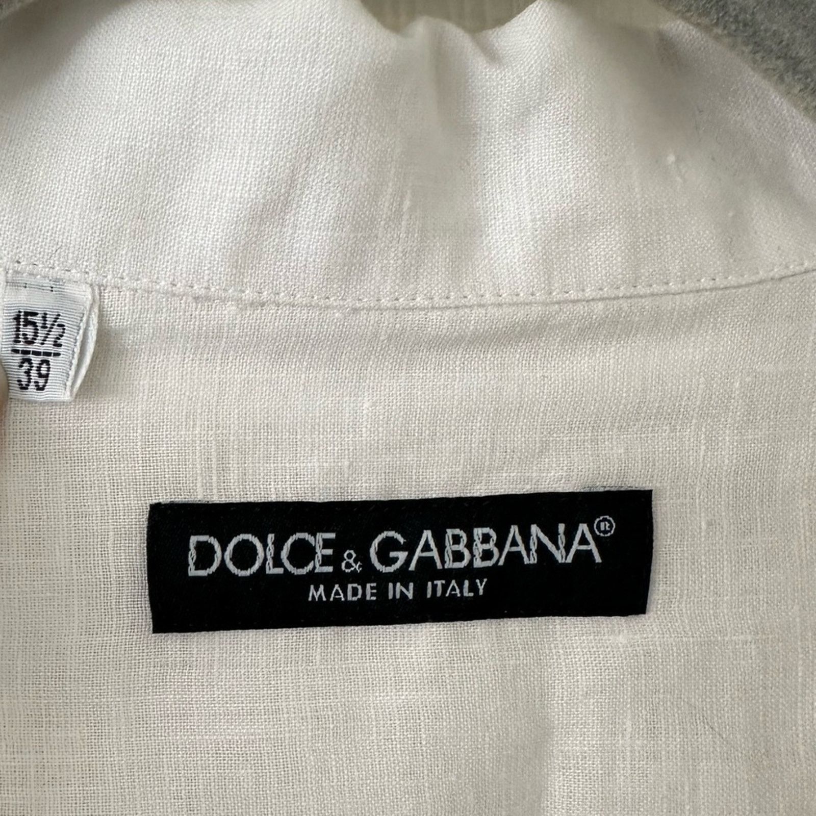 Dolce & Gabbana auth White Linen Popover Shirt size 39 - 15.5 3/4 Gold fit Size US M / EU 48-50 / 2 - 2 Thumbnail