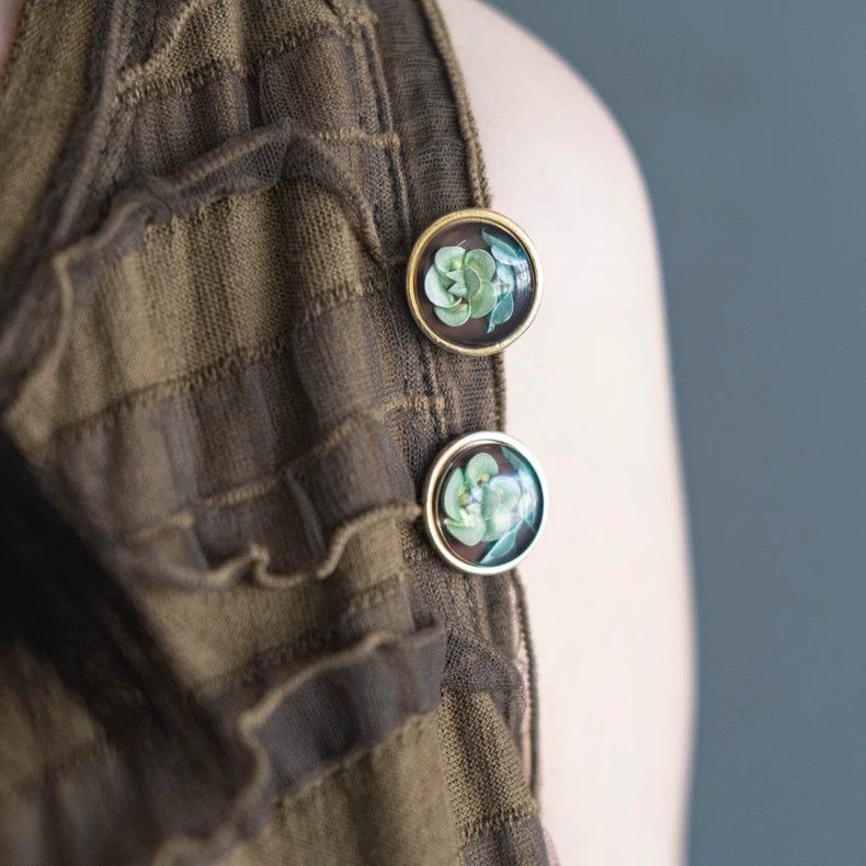Kenzo KENZO Green and white flower ear clips vintage Size ONE SIZE - 1 Thumbnail