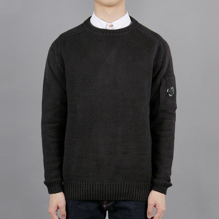 image of C P Company Cotton Knitwear Crewneck in Black, Men's (Size Large)