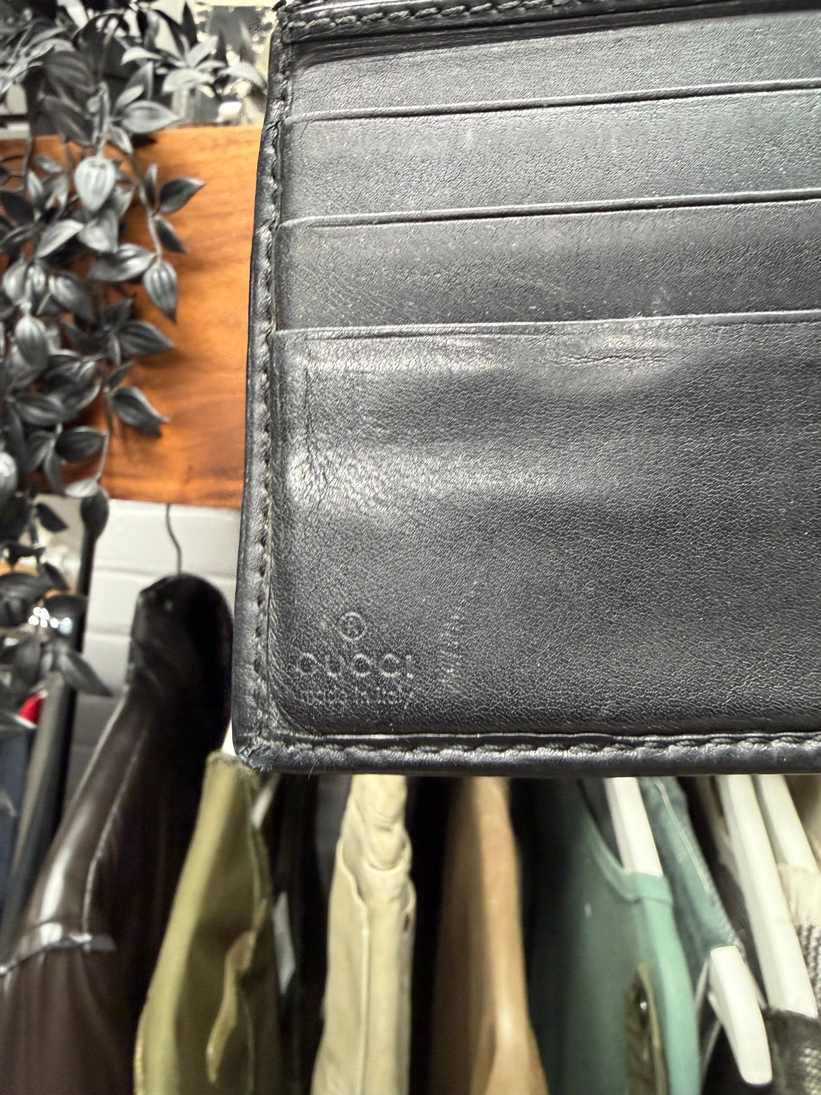 Gucci Vintage Gucci ‘GG Interlock Logo’ Black Calfskin Leather Bifold Wallet Size ONE SIZE - 3 Thumbnail