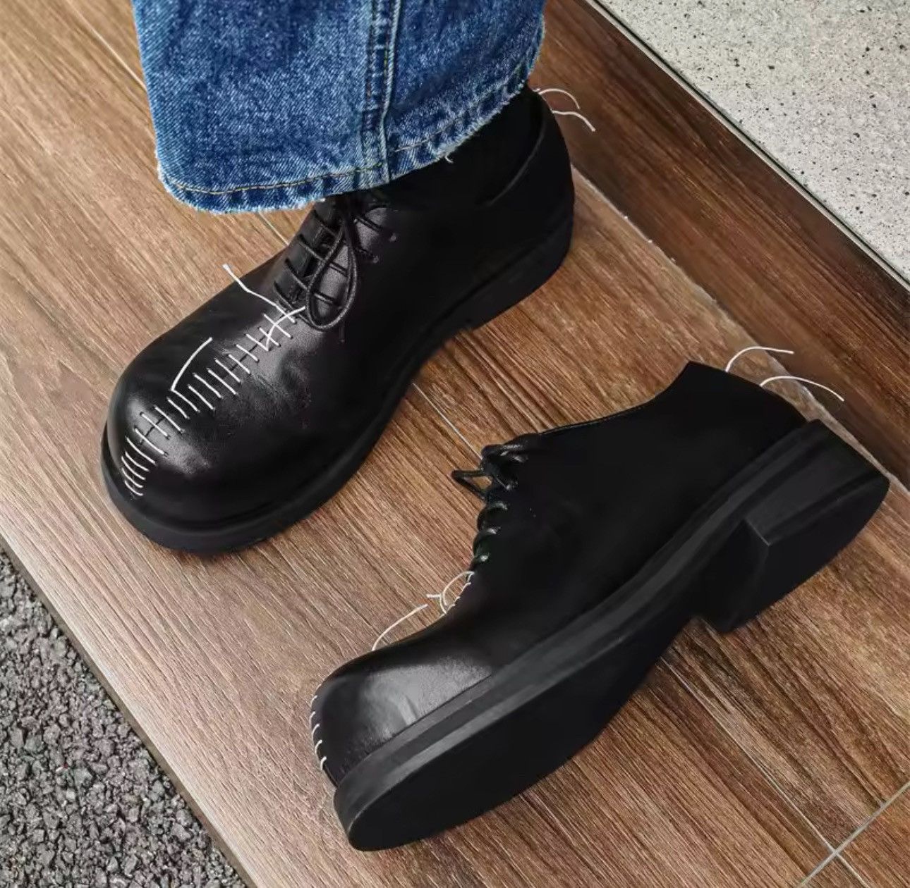Other Real Genuine Leather Punk Gothic Derby Casual Shoes Boots Size US 11 / EU 44 - 2 Thumbnail