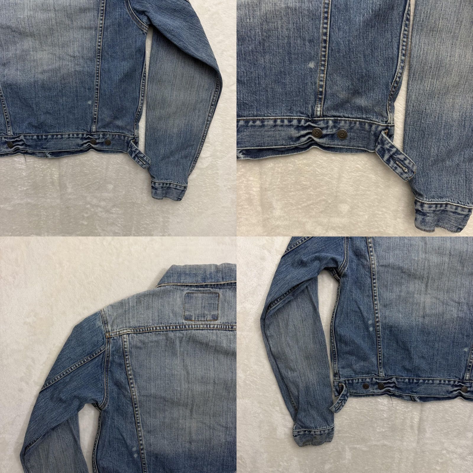 Abercrombie & Fitch Abercrombie & Fitch Jacket Mens Medium Blue Denim Trucker Bomber Distressed Cotton Solid Denim Button Pocket Casual Workwear Size US M / EU 48-50 / 2 - 9 Thumbnail