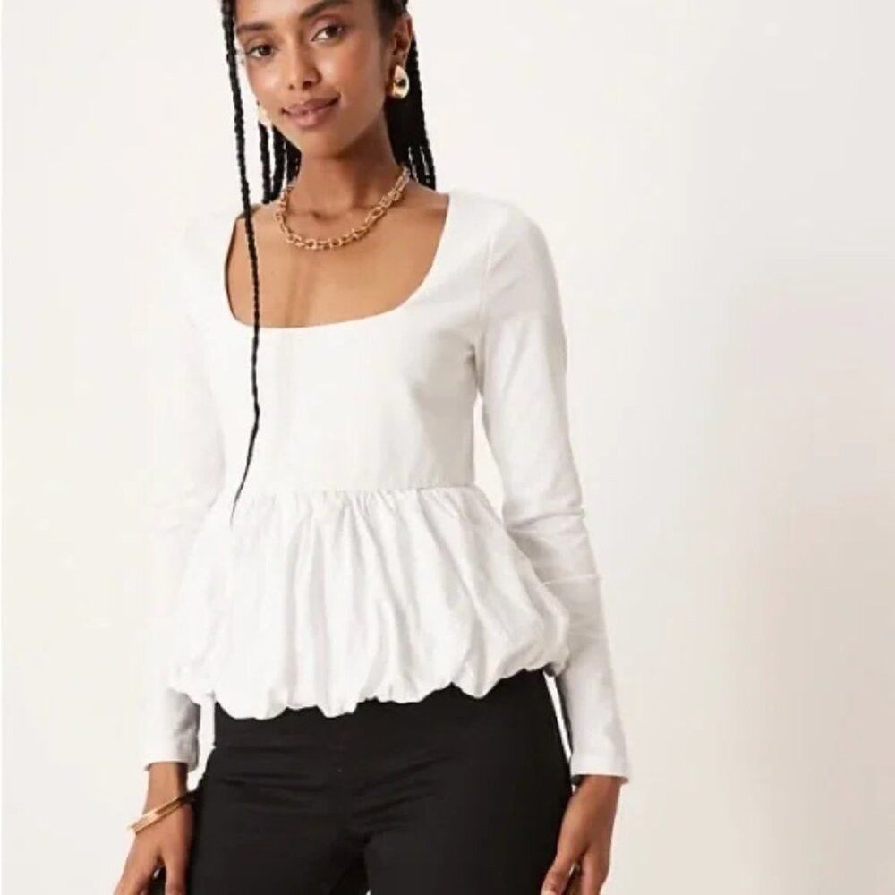 Other New Silence + Noise Bubble Bottom Long Sleeve Ivory Top Siz Size M / US 6-8 / IT 42-44 - 1 Thumbnail