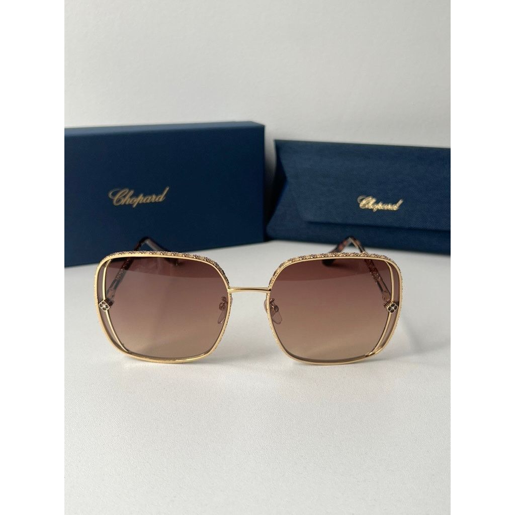 Chopard NEW Chopard SCHG33S Gold Brown Square Sunglasses $1400 Size ONE SIZE - 8 Thumbnail