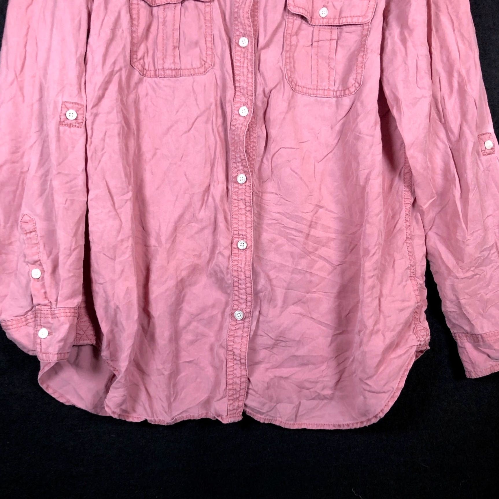 Talbots Talbots Womens Shirt Pink Collared Button-Down Roll Tab Sleeve 100% Lyocell M Size M / US 6-8 / IT 42-44 - 3 Thumbnail