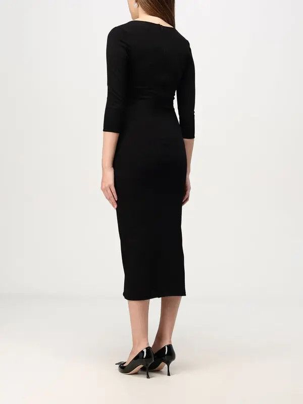 Dolce & Gabbana o1s22i1n0225 Did-Length Viscose Knit Dress in Black Size L / US 10 / IT 46 - 2 Thumbnail
