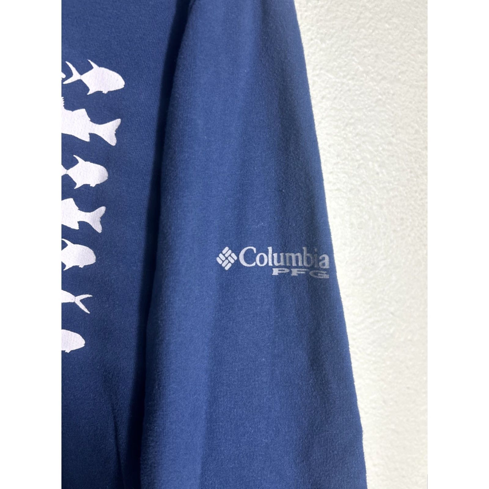 Vintage Columbia Hoodie Men Large Blue PFG Fish American Flag Logo Hooded Sweatshirt Pullover Size US L / EU 52-54 / 3 - 5 Thumbnail