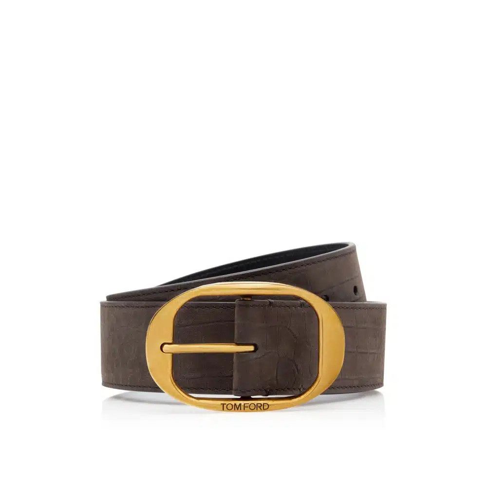 Tom Ford o1loc1c0325 TB279 Size: 85 / Suede Oval Belt in Brown Size 32 - 1 Preview